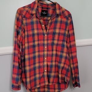 Plaid pearl snap long sleeve shirt